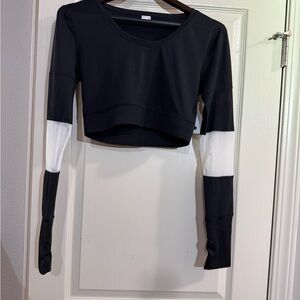 FP Movement Black and White Long Sleeve Crop Top